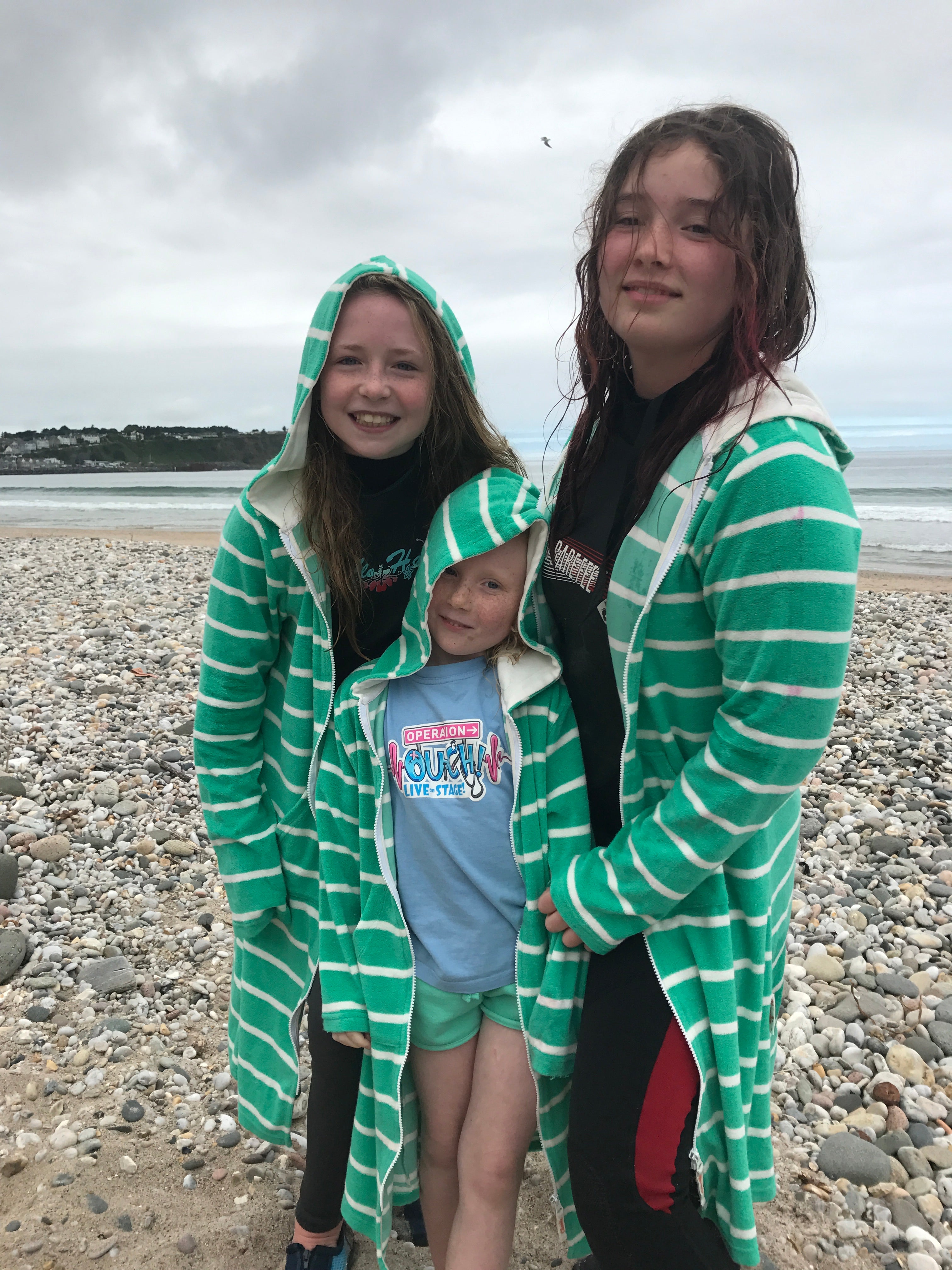 Ladies Sea Green Stripe Beach Robe